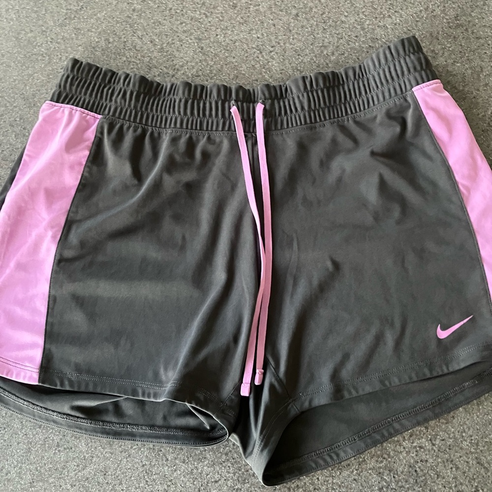 Nike Women's Athletic Shorts in Gray with Purple Accents